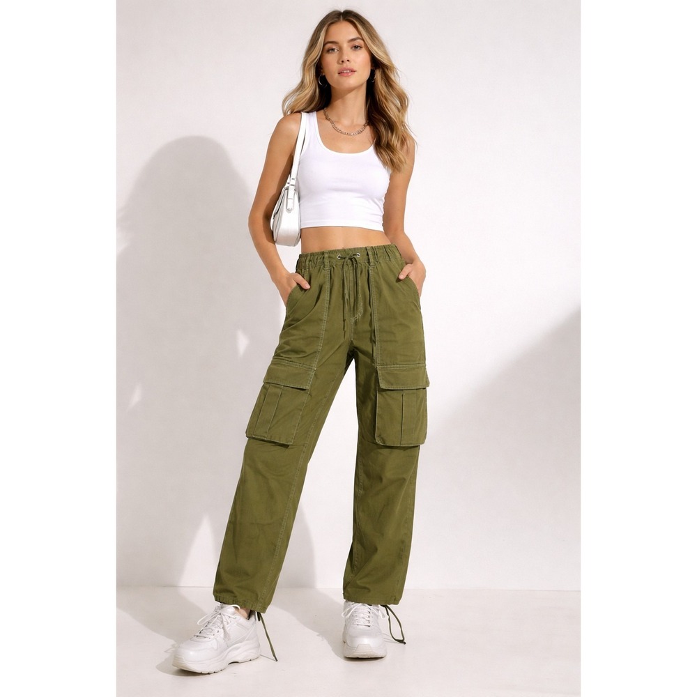 Zara Cargo Y2K Baggy Rugged Utilitarian Light Green 0 Pants NWT Skater